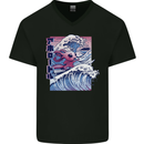 Surfing Axoloti Surfer Mens V-Neck Cotton T-Shirt Black