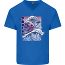 Surfing Axoloti Surfer Mens V-Neck Cotton T-Shirt Royal Blue