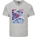 Surfing Axoloti Surfer Mens V-Neck Cotton T-Shirt Sports Grey