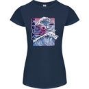 Surfing Axoloti Surfer Womens Petite Cut T-Shirt Navy Blue