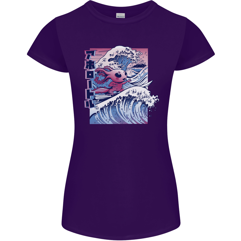 Surfing Axoloti Surfer Womens Petite Cut T-Shirt Purple