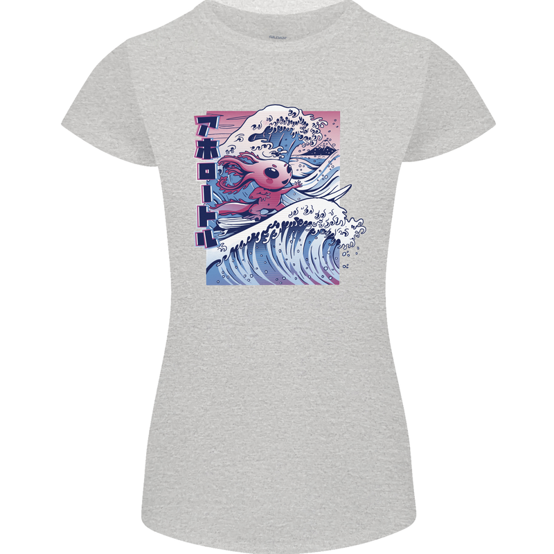 Surfing Axoloti Surfer Womens Petite Cut T-Shirt Sports Grey