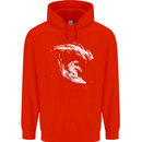 Surfing Spaceman Astornaut Surfer Surf Childrens Kids Hoodie Bright Red
