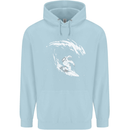 Surfing Spaceman Astornaut Surfer Surf Childrens Kids Hoodie Light Blue