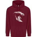 Surfing Spaceman Astornaut Surfer Surf Childrens Kids Hoodie Maroon