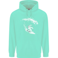Surfing Spaceman Astornaut Surfer Surf Childrens Kids Hoodie Peppermint