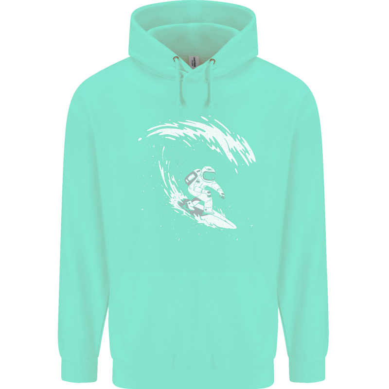 Surfing Spaceman Astornaut Surfer Surf Childrens Kids Hoodie Peppermint