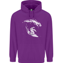 Surfing Spaceman Astornaut Surfer Surf Childrens Kids Hoodie Purple