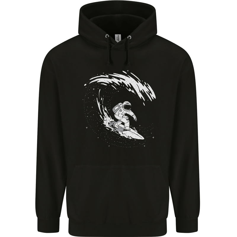 Surfing Spaceman Astornaut Surfer Surf Mens 80% Cotton Hoodie Black
