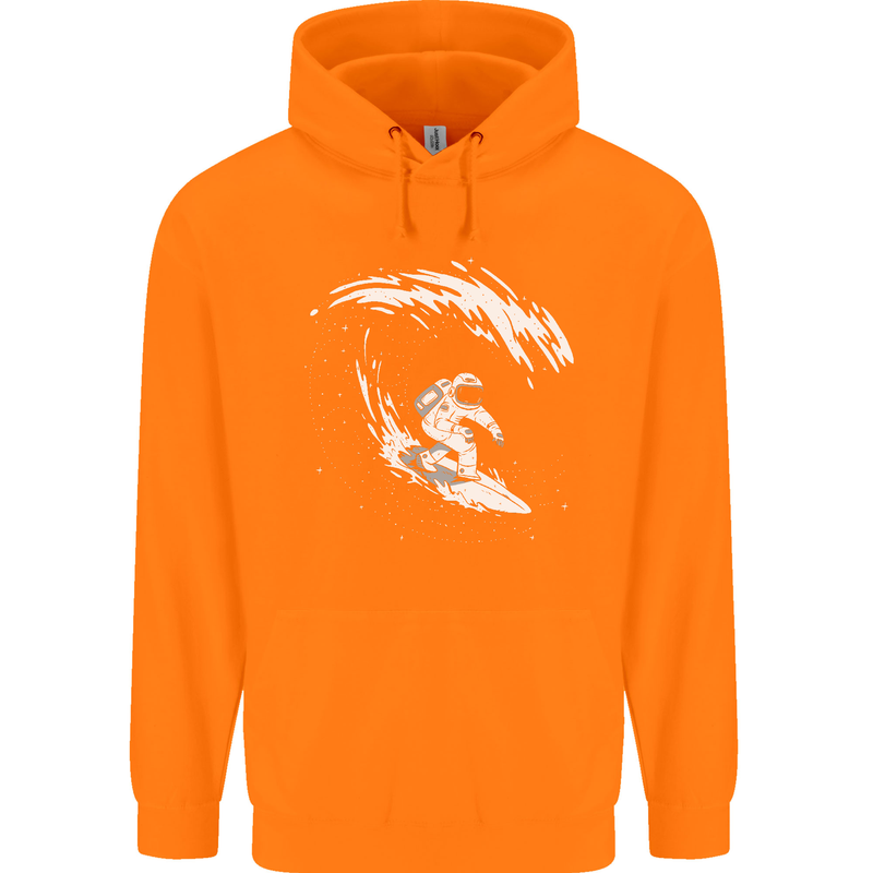 Surfing Spaceman Astornaut Surfer Surf Mens 80% Cotton Hoodie Orange