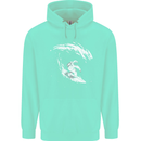 Surfing Spaceman Astornaut Surfer Surf Mens 80% Cotton Hoodie Peppermint