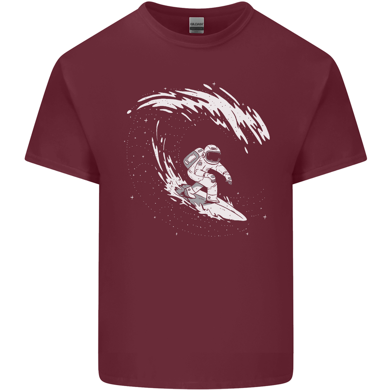 Surfing Spaceman Astornaut Surfer Surf Mens Cotton T-Shirt Tee Top Maroon