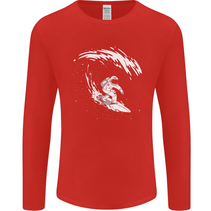 Surfing Spaceman Astornaut Surfer Surf Mens Long Sleeve T-Shirt Red