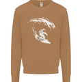 Surfing Spaceman Astornaut Surfer Surf Mens Sweatshirt Jumper Caramel Latte