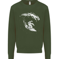 Surfing Spaceman Astornaut Surfer Surf Mens Sweatshirt Jumper Forest Green