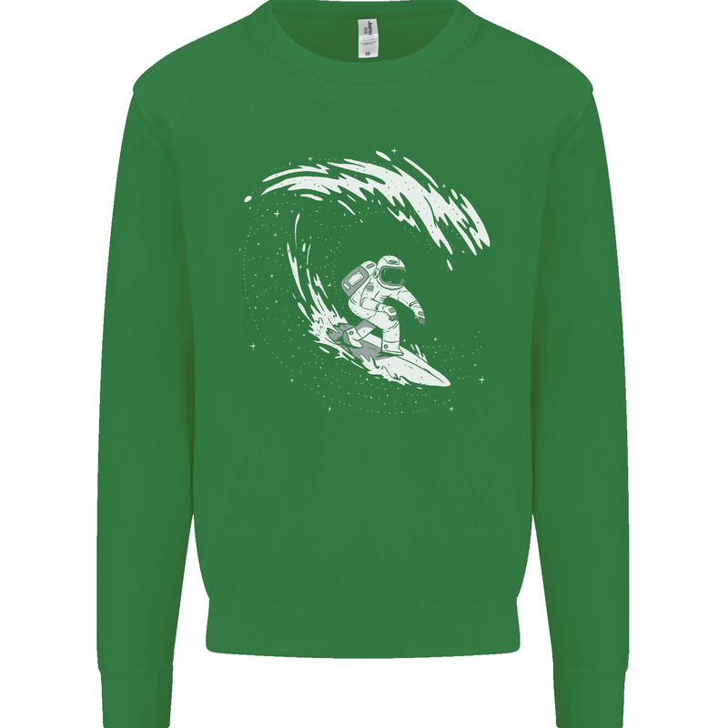 Surfing Spaceman Astornaut Surfer Surf Mens Sweatshirt Jumper Irish Green