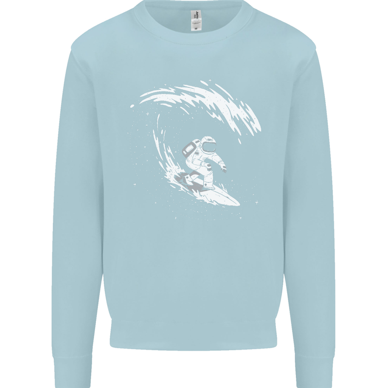 Surfing Spaceman Astornaut Surfer Surf Mens Sweatshirt Jumper Light Blue