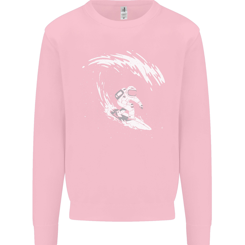 Surfing Spaceman Astornaut Surfer Surf Mens Sweatshirt Jumper Light Pink