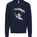 Surfing Spaceman Astornaut Surfer Surf Mens Sweatshirt Jumper Navy Blue
