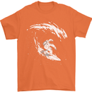 Surfing Spaceman Astornaut Surfer Surf Mens T-Shirt Cotton Gildan Orange