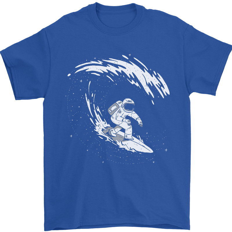 Surfing Spaceman Astornaut Surfer Surf Mens T-Shirt Cotton Gildan Royal Blue