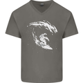 Surfing Spaceman Astornaut Surfer Surf Mens V-Neck Cotton T-Shirt Charcoal