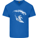Surfing Spaceman Astornaut Surfer Surf Mens V-Neck Cotton T-Shirt Royal Blue