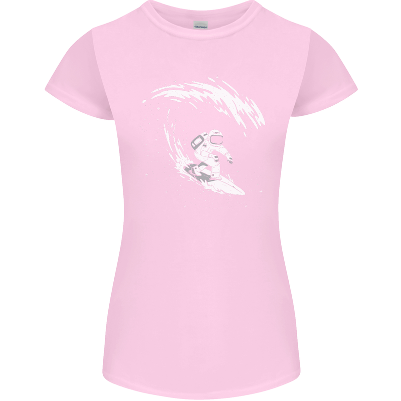 Surfing Spaceman Astornaut Surfer Surf Womens Petite Cut T-Shirt Light Pink