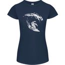 Surfing Spaceman Astornaut Surfer Surf Womens Petite Cut T-Shirt Navy Blue