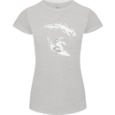 Surfing Spaceman Astornaut Surfer Surf Womens Petite Cut T-Shirt Sports Grey
