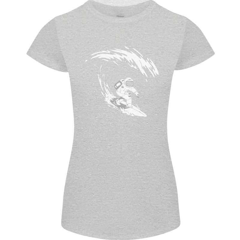 Surfing Spaceman Astornaut Surfer Surf Womens Petite Cut T-Shirt Sports Grey