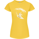 Surfing Spaceman Astornaut Surfer Surf Womens Petite Cut T-Shirt Yellow