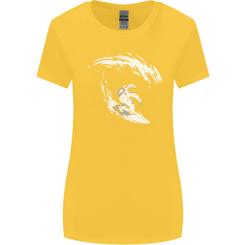 Surfing Spaceman Astornaut Surfer Surf Womens Wider Cut T-Shirt Yellow