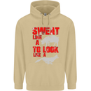 Sweat Like a Pig to Look Like a Fox Gym Mens 80% Cotton Hoodie Sand