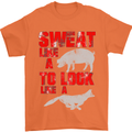 Sweat Like a Pig to Look Like a Fox Gym Mens T-Shirt Cotton Gildan Orange