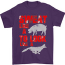 Sweat Like a Pig to Look Like a Fox Gym Mens T-Shirt Cotton Gildan Purple
