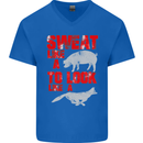Sweat Like a Pig to Look Like a Fox Gym Mens V-Neck Cotton T-Shirt Royal Blue