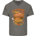Sweet Autumn Mens V-Neck Cotton T-Shirt Charcoal