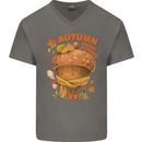 Sweet Autumn Mens V-Neck Cotton T-Shirt Charcoal