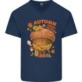 Sweet Autumn Mens V-Neck Cotton T-Shirt Navy Blue