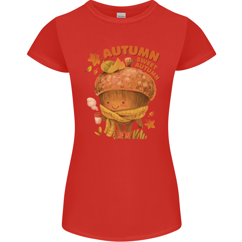 Sweet Autumn Womens Petite Cut T-Shirt Red