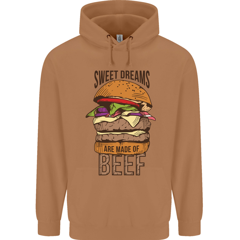 Sweet Dreams are Made of Beef BBQ Chef Mens 80% Cotton Hoodie Caramel Latte