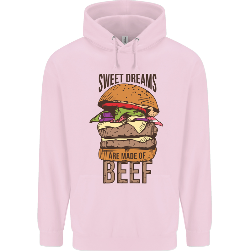 Sweet Dreams are Made of Beef BBQ Chef Mens 80% Cotton Hoodie Light Pink