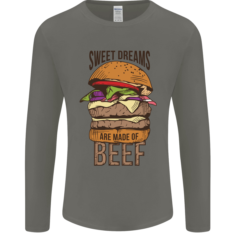 Sweet Dreams are Made of Beef BBQ Chef Mens Long Sleeve T-Shirt Charcoal