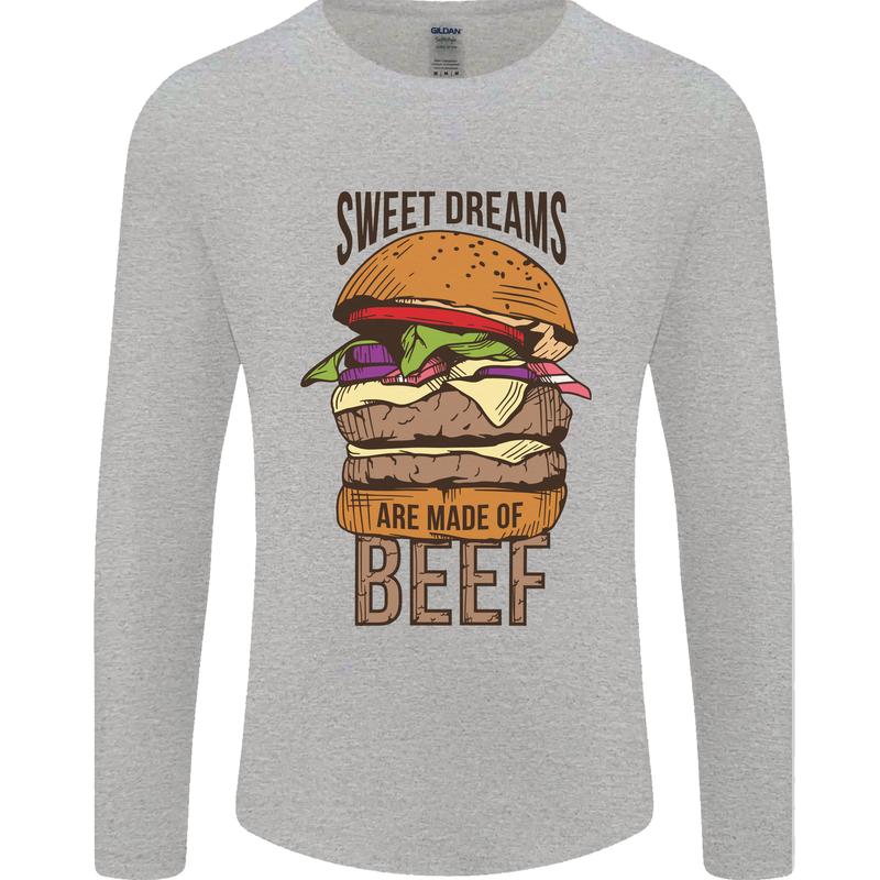 Sweet Dreams are Made of Beef BBQ Chef Mens Long Sleeve T-Shirt Sports Grey
