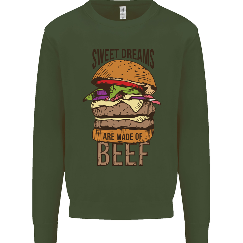Sweet Dreams are Made of Beef BBQ Chef Mens Sweatshirt Jumper Forest Green