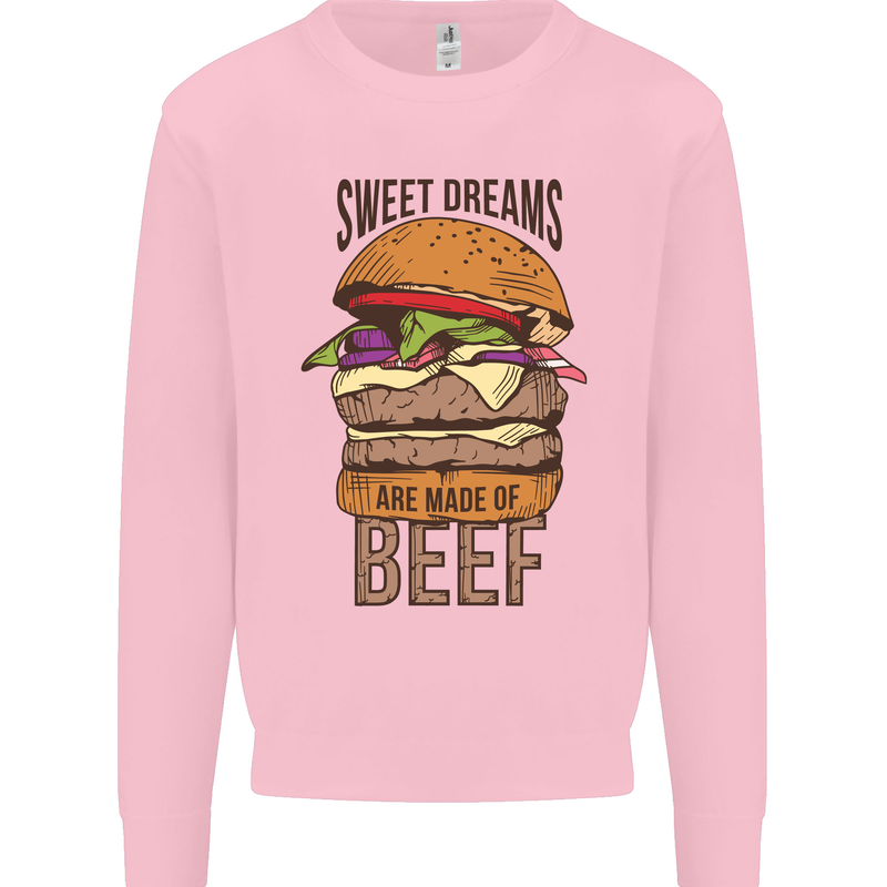 Sweet Dreams are Made of Beef BBQ Chef Mens Sweatshirt Jumper Light Pink
