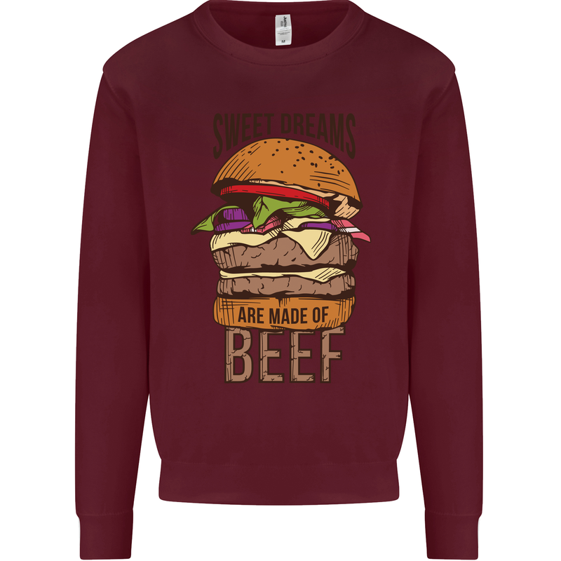 Sweet Dreams are Made of Beef BBQ Chef Mens Sweatshirt Jumper Maroon