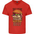 Sweet Dreams are Made of Beef BBQ Chef Mens V-Neck Cotton T-Shirt Red