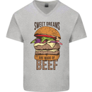 Sweet Dreams are Made of Beef BBQ Chef Mens V-Neck Cotton T-Shirt Sports Grey